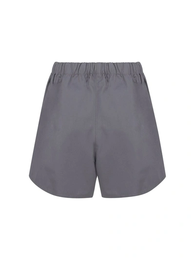 Shop Prada Logo Patch Shorts In Grey