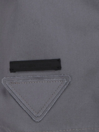 Shop Prada Logo Patch Shorts In Grey