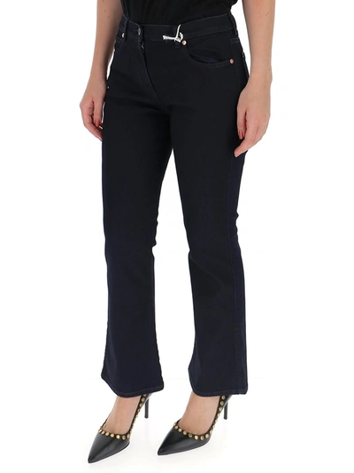 Shop Valentino Vlogo Flared Jeans In Blue