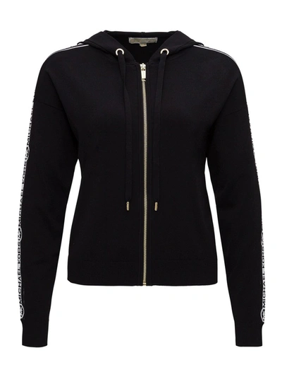 Shop Michael Michael Kors Logo Band Zipped Sweatshirt In Black