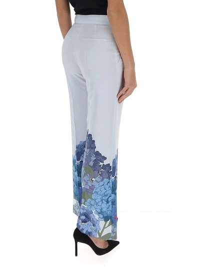 Shop Valentino Macro Ortensia Printed Flared Pants In Multi