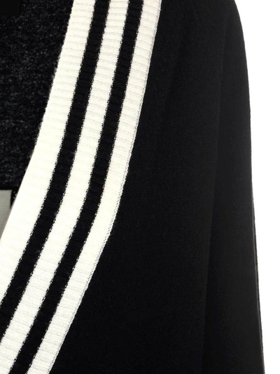Shop Balmain Stripe Trim Logo Cardigan In Black
