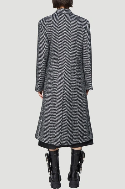 Shop Prada Herringbone Weave Belted Coat In Grey