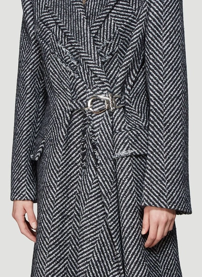 Shop Prada Herringbone Weave Belted Coat In Grey