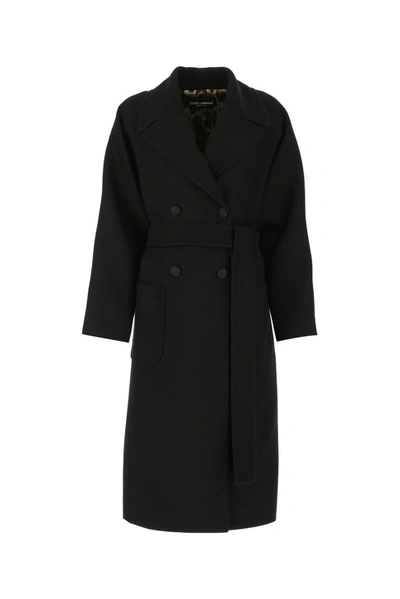 Shop Dolce & Gabbana Double Breasted Coat In Black