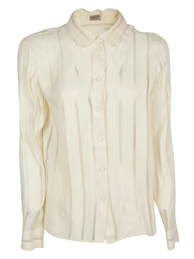 Shop Bottega Veneta Sheer Striped Shirt In White