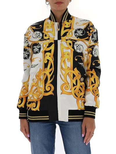 Shop Versace Acanthus Print Bomber Jacket In Multi