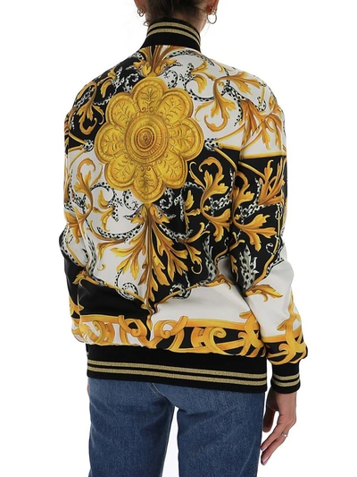 Shop Versace Acanthus Print Bomber Jacket In Multi