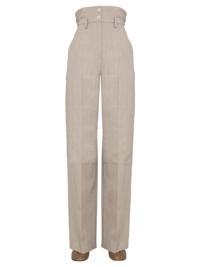 Shop Lemaire High Waisted Trousers In Beige