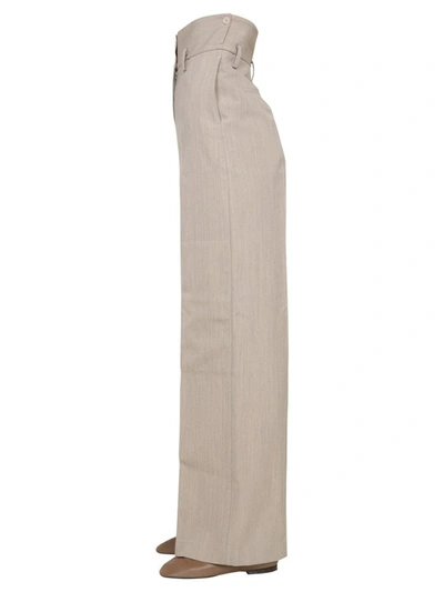 Shop Lemaire High Waisted Trousers In Beige