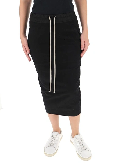 Shop Rick Owens Drkshdw Fitted Midi Skirt In Black