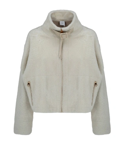 Shop Agnona Classic Neck Zipped Coat In Beige