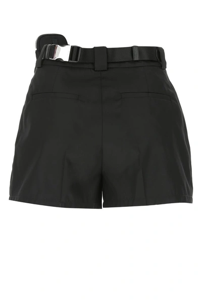 Shop Prada Belted Pouch Shorts In Black