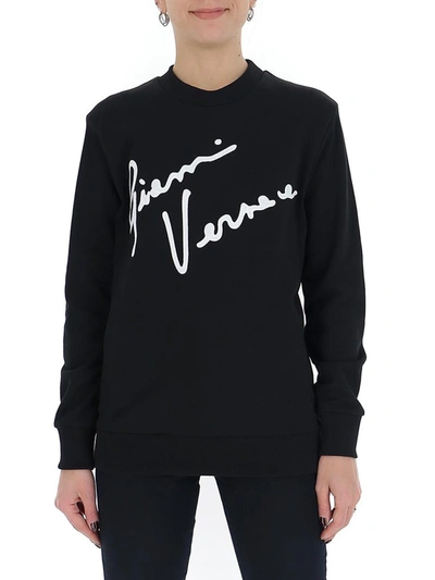 Shop Versace Logo Print Sweatshirt In Black