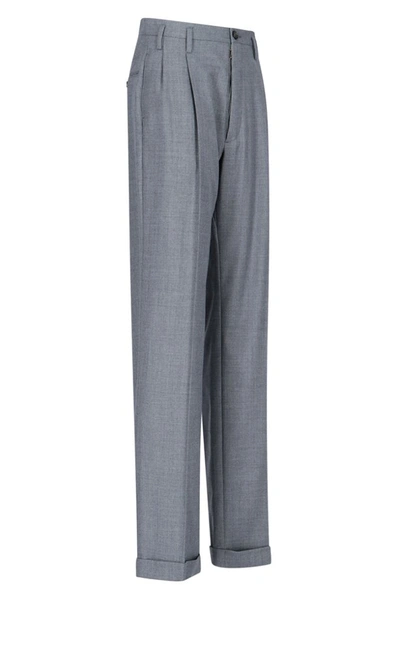 Shop Maison Margiela High Rise Flared Trousers In Grey