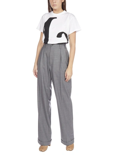Shop Maison Margiela High Rise Flared Trousers In Grey