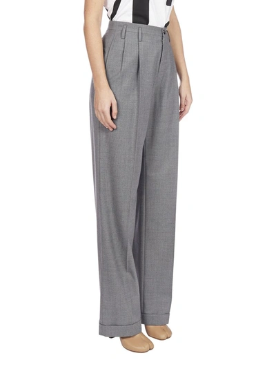 Shop Maison Margiela High Rise Flared Trousers In Grey
