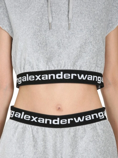 Shop Alexander Wang T T By Alexander Wang Cropped Corduroy Hoodie In Grey