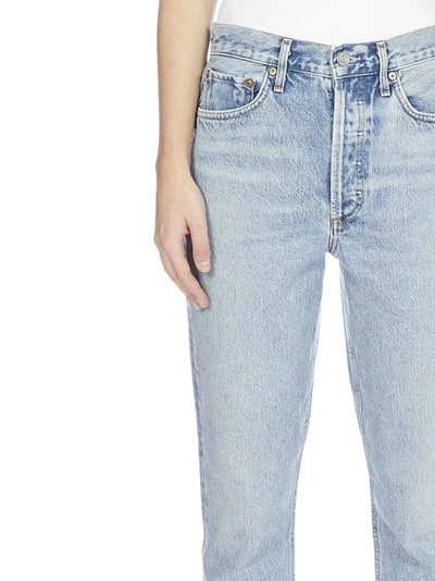 Shop Agolde Riley Straight Leg Cropped Jeans In Blue