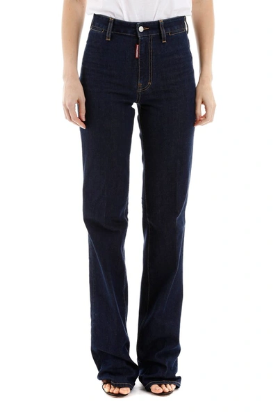 Shop Dsquared2 Dalma Angel Straight Jeans In Navy