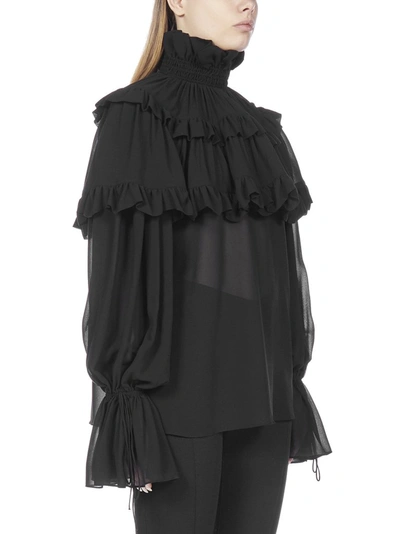 Shop Saint Laurent Ruffled Blouse In Black