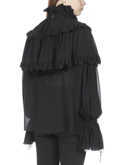 Shop Saint Laurent Ruffled Blouse In Black