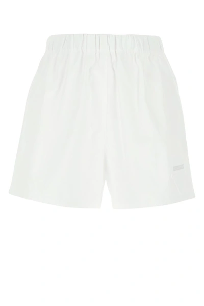 Shop Prada Logo Patch Shorts In White