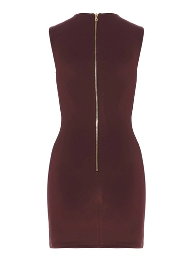 Shop Balmain Button Detail Draped Mini Dress In Brown