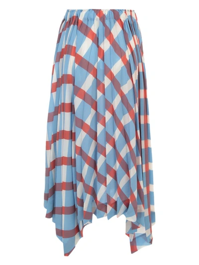 Shop Issey Miyake Checked Pleated Skirt In Multi