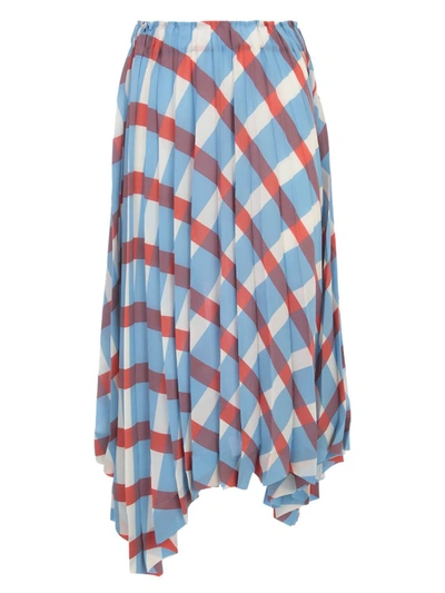 Shop Issey Miyake Checked Pleated Skirt In Multi
