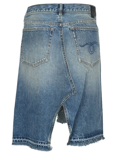 Shop R13 Norbury Distressed Denim Skirt In Blue