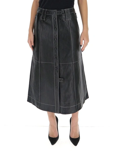 Shop Ganni Panelled Midi Skirt In Black
