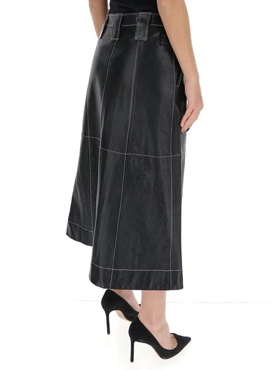 Shop Ganni Panelled Midi Skirt In Black