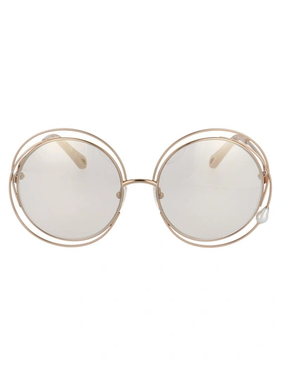 Shop Chloé Eyewear Round Frame Oversize Sunglasses In Gold