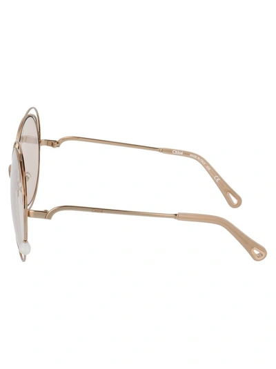 Shop Chloé Eyewear Round Frame Oversize Sunglasses In Gold