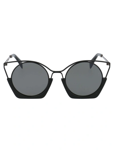 Shop Yohji Yamamoto Cat Eye Frame Sunglasses In Black