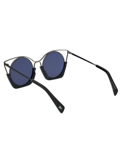 Shop Yohji Yamamoto Cat Eye Frame Sunglasses In Black