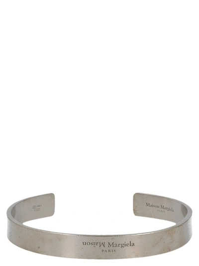 Shop Maison Margiela Logo Bracelet In Silver