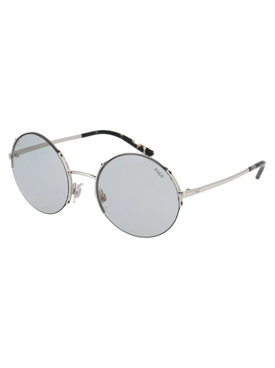 Shop Polo Ralph Lauren Round Frame Sunglasses In Silver