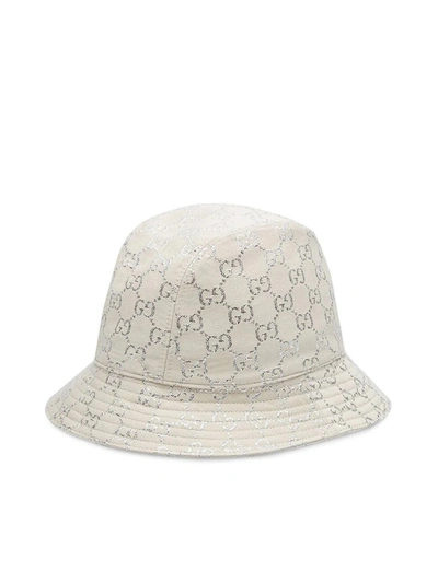 Shop Gucci Gg Lamé Bucket Hat In White