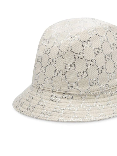 Shop Gucci Gg Lamé Bucket Hat In White