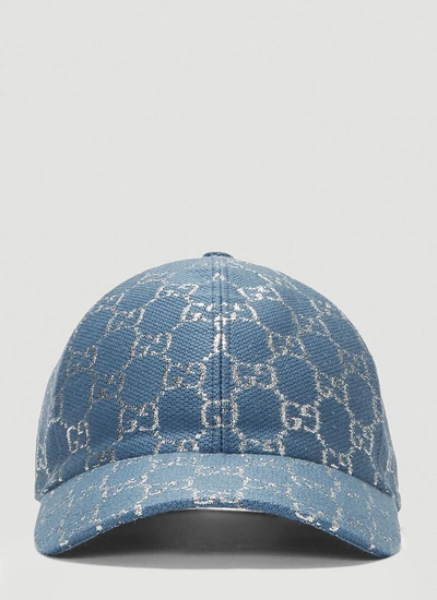 Shop Gucci Gg Lamé Baseball Cap In Blue