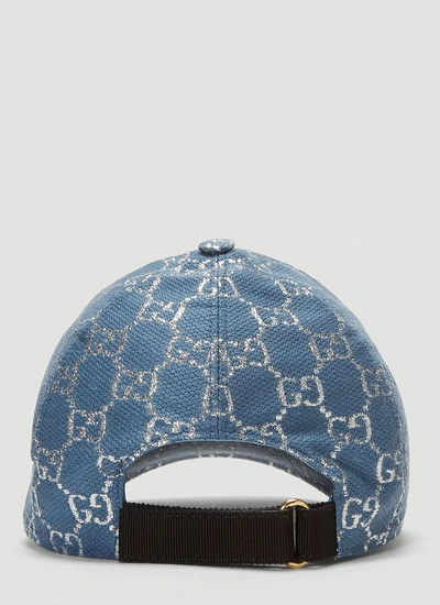 Shop Gucci Gg Lamé Baseball Cap In Blue