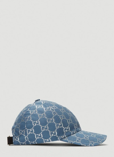 Shop Gucci Gg Lamé Baseball Cap In Blue