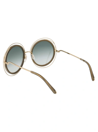 Shop Chloé Eyewear Carlina Round Frame Sunglasses In Gold
