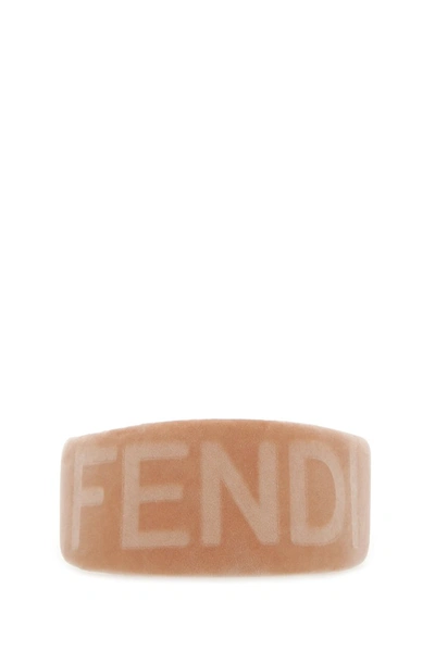 Shop Fendi Logo Velvet Headband In Pink