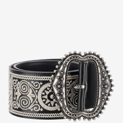 Shop Etro Embroidery Buckled Belt In Multi
