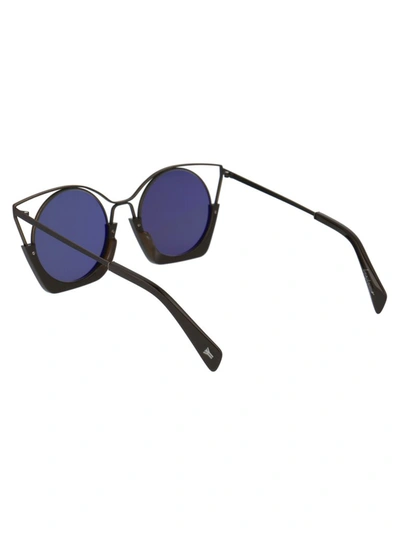 Shop Yohji Yamamoto Cat Eye Frame Sunglasses In Brown