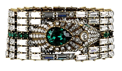 Shop Gucci Embellished Cuff Bracelet In Multi