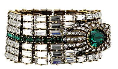 Shop Gucci Embellished Cuff Bracelet In Multi